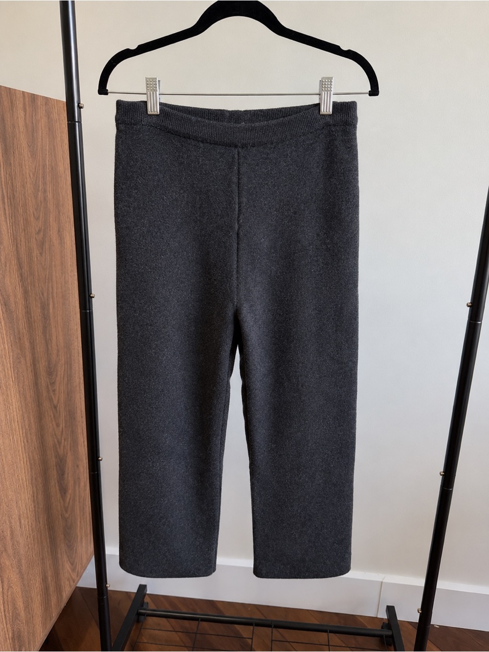 Carline Paris Dark Grey 100% Wool Knit Pants Trousers Size M